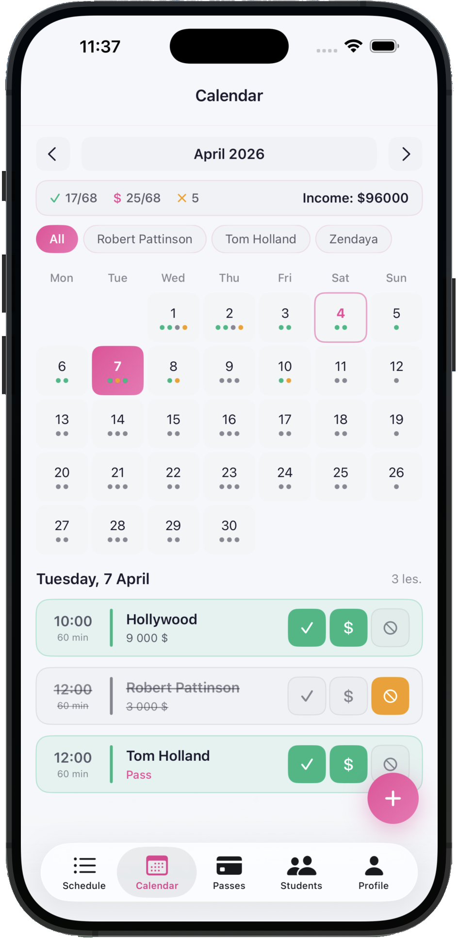 Calendar mobile version
